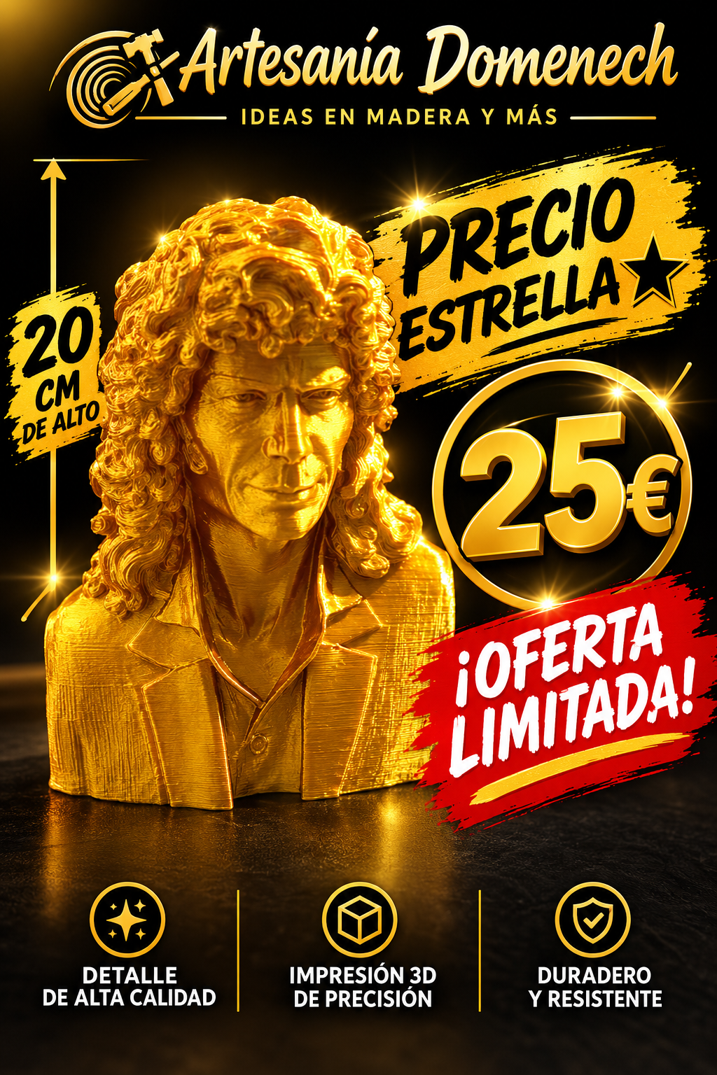 figura Busto  camaron de la isla — Decoración 3D en Barcelona